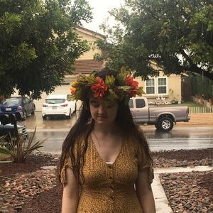 flower crown-yellow and orange fall floral variety